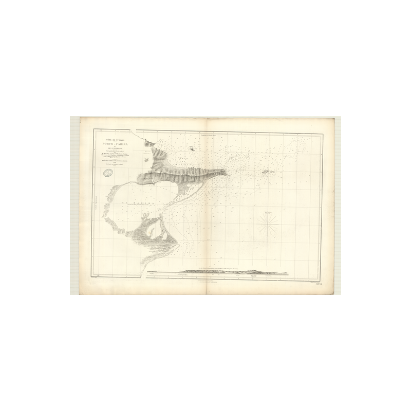 Reproduction carte marine ancienne - 3487 - PORTO FARINA (Abords) - TUNISIE - MEDITERRANEE, AFRIQUE (Côte Nord) - (1876 - 1889)