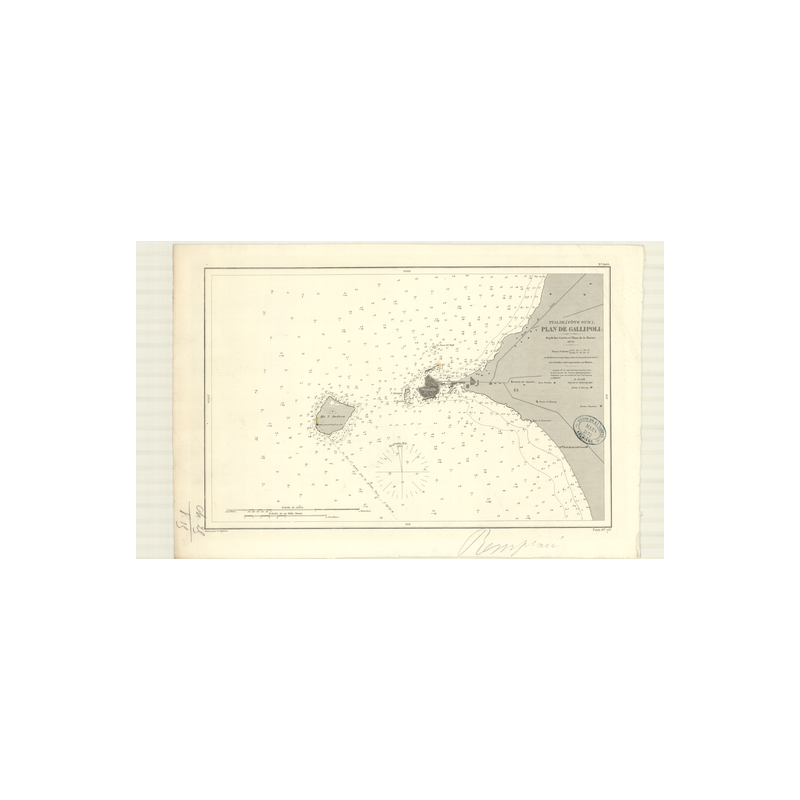 Reproduction carte marine ancienne Shom - 3493 - GALLIPOLI (Port) - ITALIE (Côte Sud) - MEDITERRANEE,IONIENNE (Mer) - (
