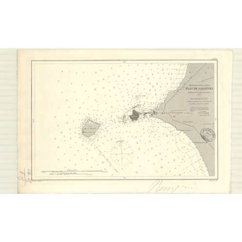 Reproduction carte marine ancienne Shom - 3493 - GALLIPOLI (Port) - ITALIE (Côte Sud) - MEDITERRANEE,IONIENNE (Mer) - (