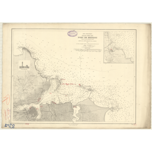 Reproduction carte marine ancienne Shom - 3527 - BRINDISI (Port) - ITALIE (Côte Est) - MEDITERRANEE,ADRIATIQUE (Mer) -