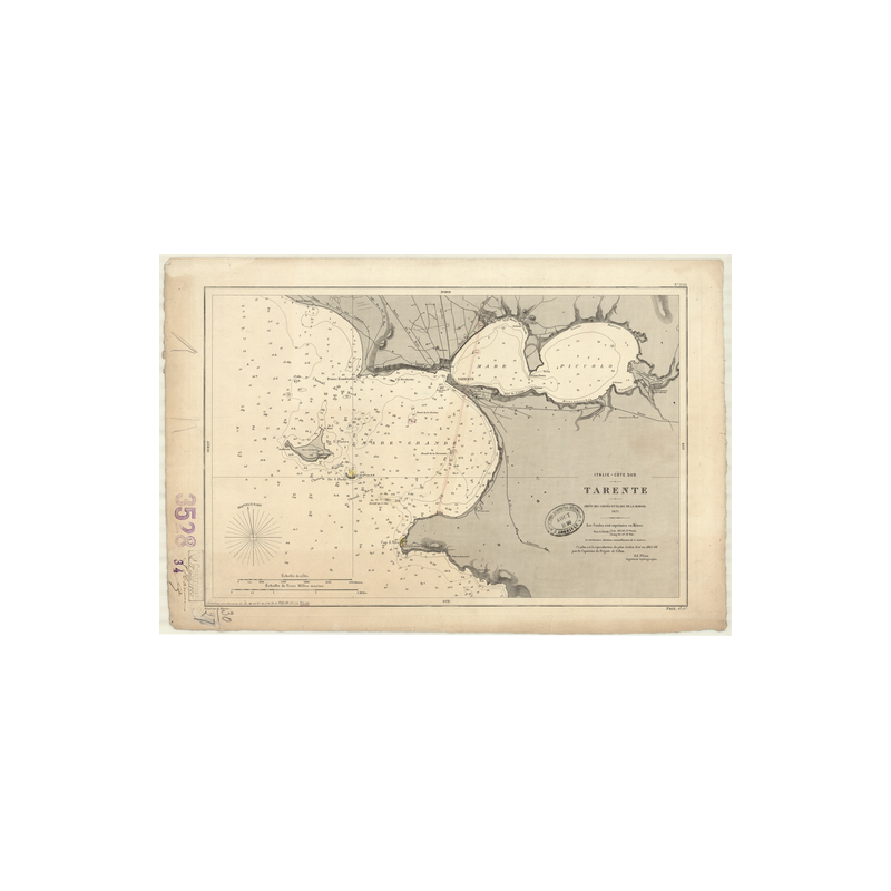 Reproduction carte marine ancienne - 3528 - TARENTE (Port) - ITALIE (Côte Sud) - MEDITERRANEE, IONIENNE (Mer) - (1877 - 1894)