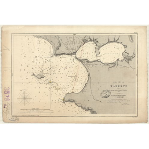 Carte marine ancienne - 3528 - TARENTE (Port) - ITALIE (Côte Sud) - MEDITERRANEE, IONIENNE (Mer) - (1877 - 1894)