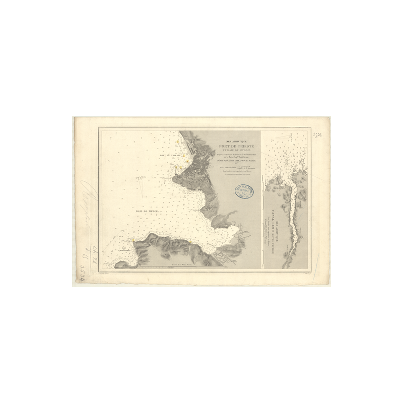 Reproduction carte marine ancienne - 3534 - TRIESTE (Port), MUGGIA (Baie) - MEDITERRANEE, ADRIATIQUE (Mer) - (1877 - 2012)