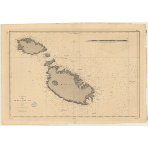 Reproduction carte marine ancienne Shom - 3575 - GOZO (île) - MALTE (île) - MEDITERRANEE - (1877 - 1994)