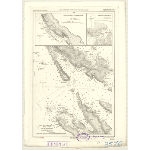 Carte marine ancienne - 3576 - PREMUDA (île), KREUL (Port), PREMUDA (Port) - YOUGOSLAVIE - MEDITERRANEE, ADRIATIQUE (Mer) - (187