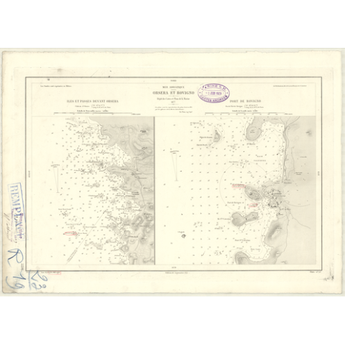 Reproduction carte marine ancienne Shom - 3591 - ORSERA (Abords) - YOUGOSLAVIE - MEDITERRANEE,ADRIATIQUE (Mer) - (1877 -