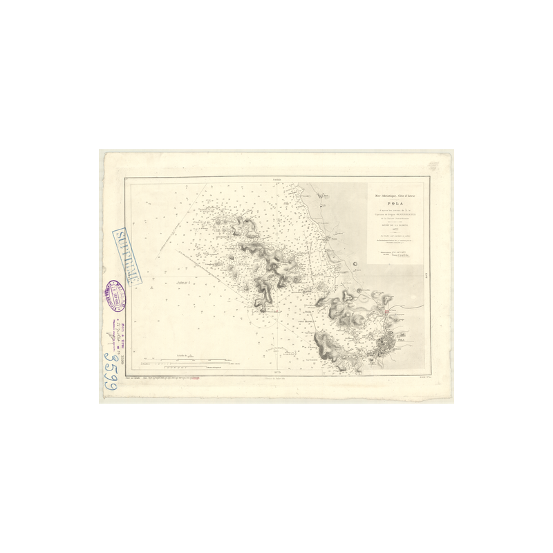 Reproduction carte marine ancienne - 3599 - ISTRIE, POLA (Port) - YOUGOSLAVIE - MEDITERRANEE, ADRIATIQUE (Mer) - (1877 - ?)