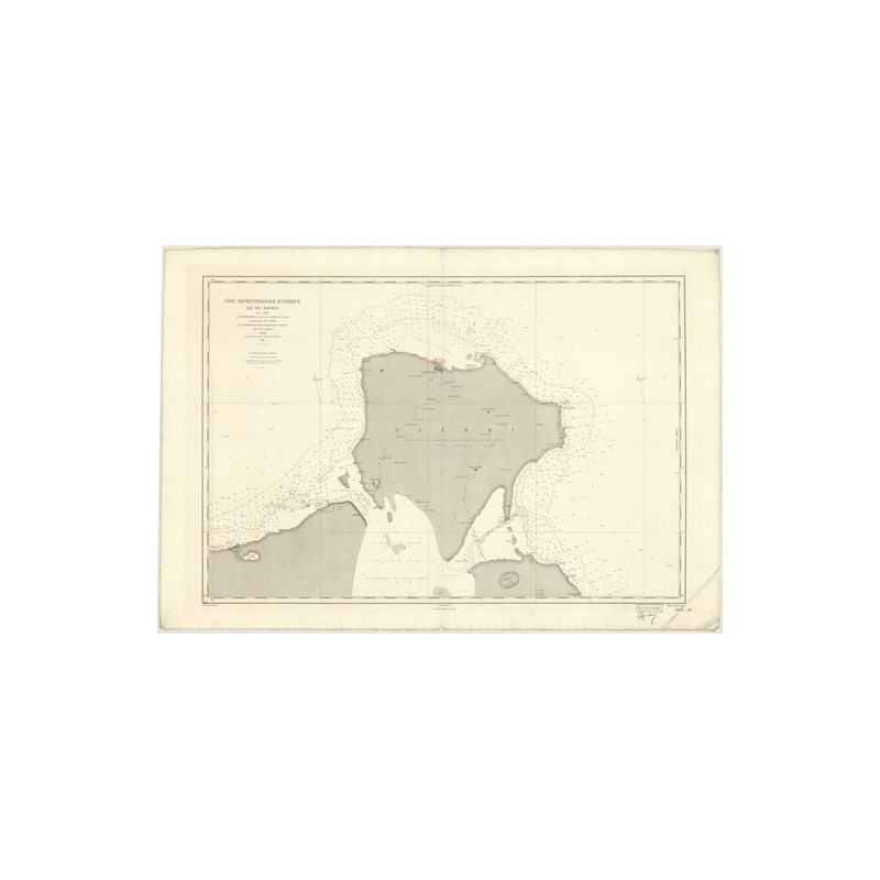 Reproduction carte marine ancienne Shom - 3601 - GABES (Golfe), d'ERBA (île) - TUNISIE - MEDITERRANEE,AFRIQUE (Côte No
