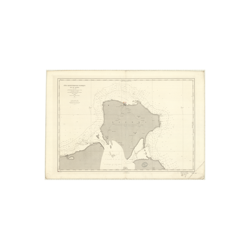 Carte marine ancienne - 3601 - GABES (Golfe), DJERBA (île) - TUNISIE - MEDITERRANEE, AFRIQUE (Côte Nord) - (1878 - 1889)