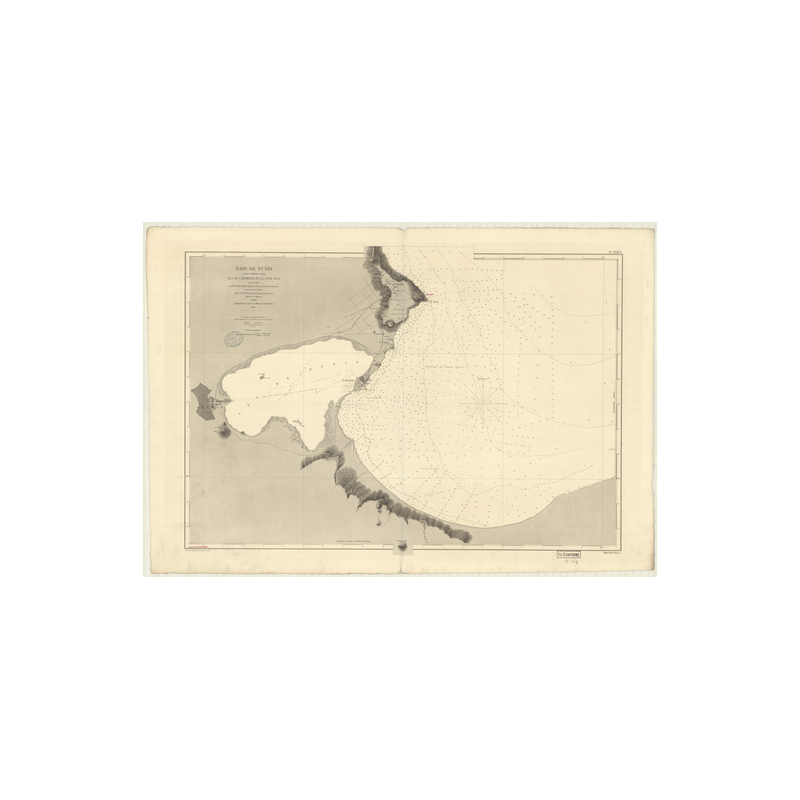 Reproduction carte marine ancienne Shom - 3603 - TUNIS (Baie) - TUNISIE - MEDITERRANEE,AFRIQUE (Côte Nord) - (1878 - 18