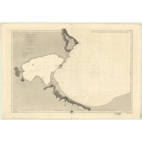 Reproduction carte marine ancienne Shom - 3603 - TUNIS (Baie) - TUNISIE - MEDITERRANEE,AFRIQUE (Côte Nord) - (1878 - 18