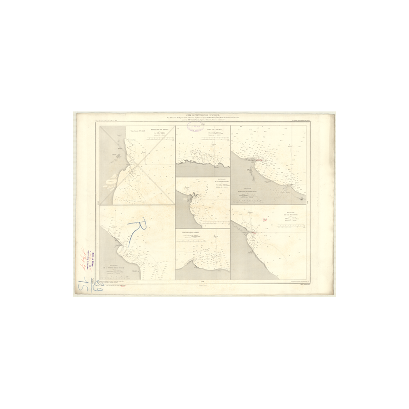 Reproduction carte marine ancienne Shom - 3610 - ZARZIS (Mouillage) - TUNISIE - MEDITERRANEE,AFRIQUE (Côte Nord) - (187
