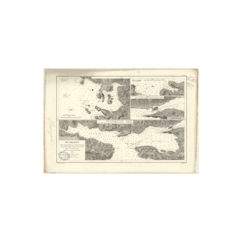 Reproduction carte marine ancienne Shom - 3627 - ROGOSNIZZA (Port) - YOUGOSLAVIE - MEDITERRANEE,ADRIATIQUE (Mer) - (1878