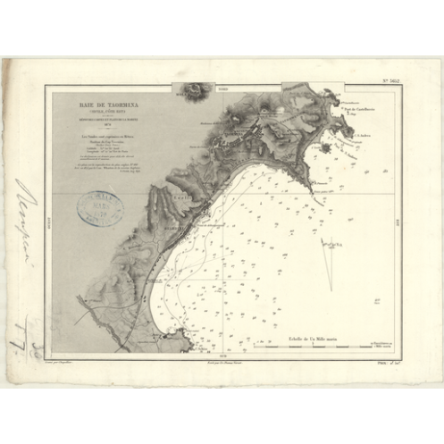 Carte marine ancienne - 3652 - SICILE (Côte Est), TAORMINA (Baie) - MEDITERRANEE, IONIENNE (Mer) - (1878 - ?)