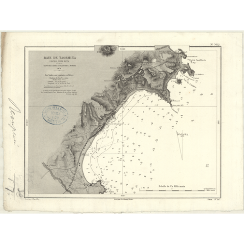 Reproduction carte marine ancienne - 3652 - SICILE (Côte Est), TAORMINA (Baie) - MEDITERRANEE, IONIENNE (Mer) - (1878 - ?) Reproduction carte marine ancienne - 3652 - SICILE (Côte Est), TAORMINA (Baie) - MEDITERRANEE, IONIENNE (Mer) - (1878 - ?)