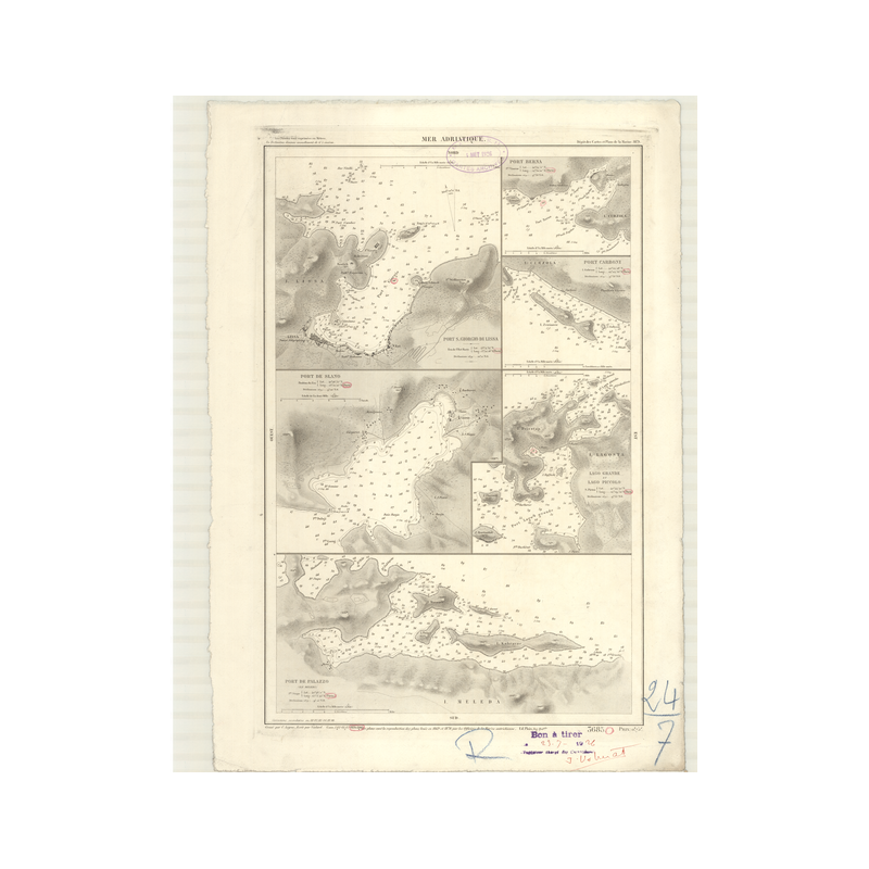 Carte marine ancienne - 3685 - SAN GIORGIO DI LISSA (Port) - YOUGOSLAVIE - MEDITERRANEE, ADRIATIQUE (Mer) - (1879 - ?)