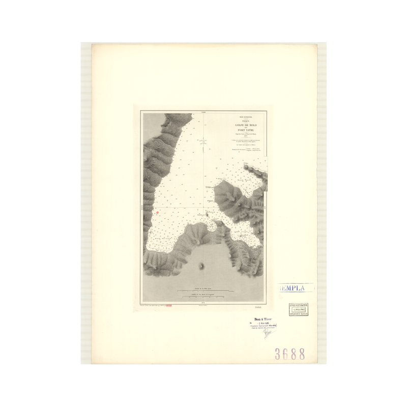 Reproduction carte marine ancienne - 3688 - ITHAQUE (île), MOLO (Golfe), VATHI (Port) - MEDITERRANEE, IONIENNE (Mer) - (1879 - ?