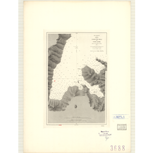 Reproduction carte marine ancienne Shom - 3688 - ITHAQUE (île), MOLO (Golfe), VATHI (Port) - MEDITERRANEE,IONIENNE (Mer