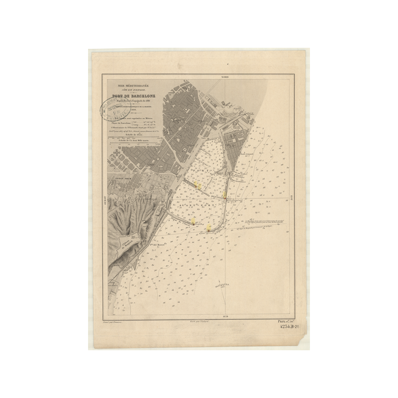 Reproduction carte marine ancienne Shom - 4234 - BARCELONE (Port) - Espagne (Côte Est) - MEDITERRANEE - (1888 - ?)