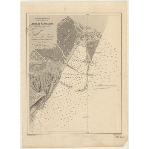 Reproduction carte marine ancienne Shom - 4234 - BARCELONE (Port) - Espagne (Côte Est) - MEDITERRANEE - (1888 - ?)