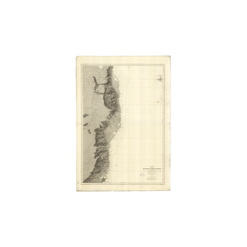 Reproduction carte marine ancienne Shom - 4936 - CORSE (Côte Est), BASTIA, pORTO, VECCHIO - FRANCE (Côte Sud) - MEDITE