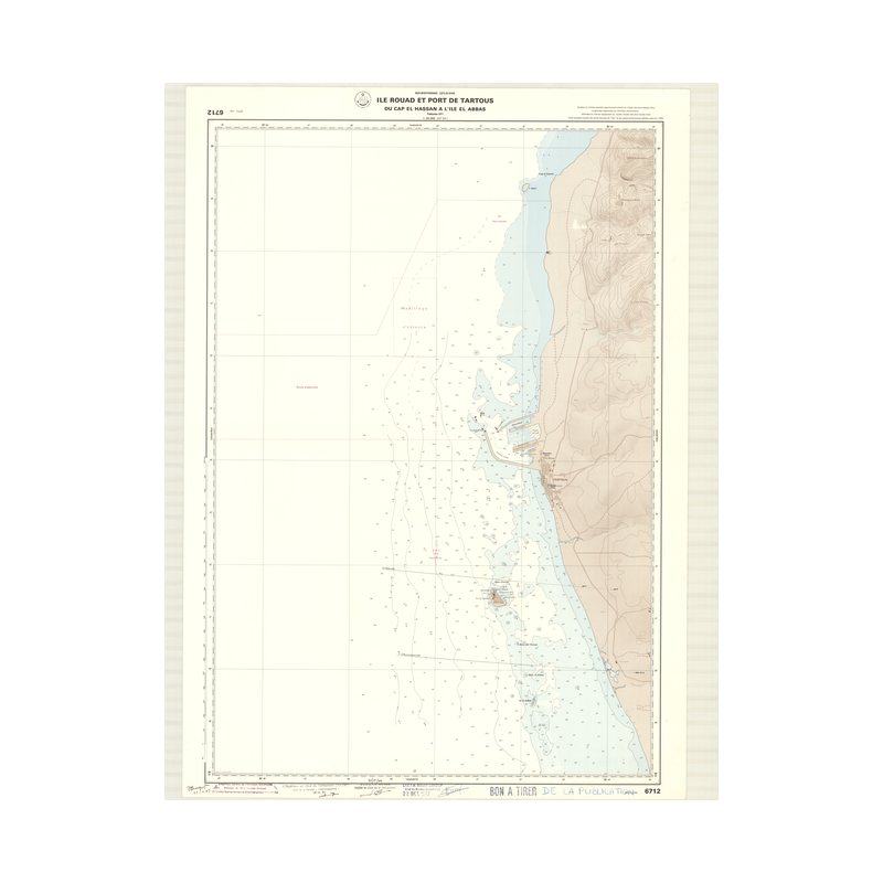 Reproduction carte marine ancienne - 6712 - ROUAD (île), TARTOUS (Port), EL HASSAN (Cap), EL ABBAS (Cap) - SYRIE - MEDITERRANEE
