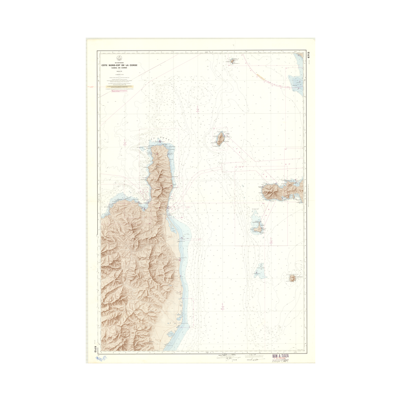 Reproduction carte marine ancienne Shom - 6713 - CORSE (Côte Nord-Est), CORSE (Canal) - FRANCE (Côte Sud) - MEDITERRAN