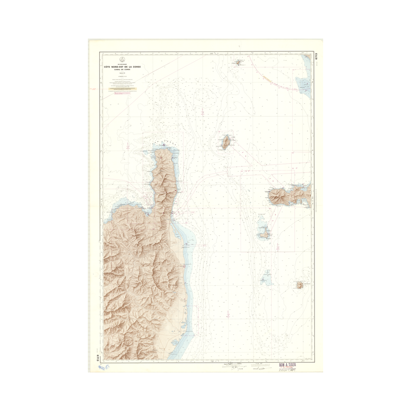 Reproduction carte marine ancienne - 6713 - CORSE (Côte Nord-Est), CORSE (Canal) - FRANCE (Côte Sud) - MEDITERRANEE - (1978 - ?)