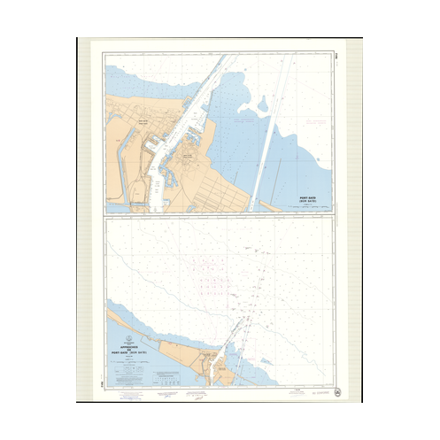 Reproduction carte marine ancienne Shom - 7012 - pORT-SAID (Abords), BUR-SAID (Abords) - EGYPTE (Côte Nord) - MEDITERRA