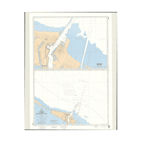 Reproduction carte marine ancienne Shom - 7012 - pORT-SAID (Abords), BUR-SAID (Abords) - EGYPTE (Côte Nord) - MEDITERRA