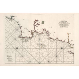 Reproduction carte marine ancienne de la Baie d'Audierne à l'Ile de Groix en 1693