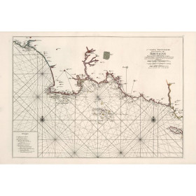 Carte marine ancienne de la Baie d'Audierne à l'Ile de Groix en 1693