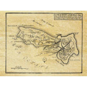 Reproduction carte marine ancienne de l'île de Ré en 1696 par "Basse Marée"