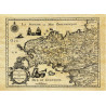 Reproduction carte marine ancienne de Bretagne en 1650