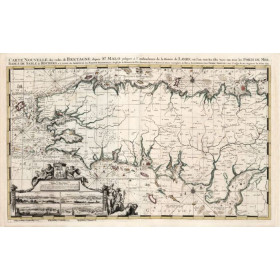 Reproduction carte marine ancienne portulan Bretagne en 1693