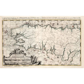 Reproduction carte marine ancienne Portulan Bretagne en 1693