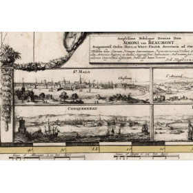Reproduction of old nautical chart of Brittany in 1693