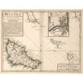 Reproduction carte marine ancienne de Belle Île en 1761