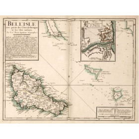 Reproduction of old nautical chart of Belle Île in 1761