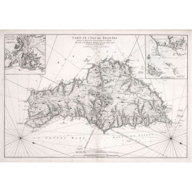 Reproduction carte marine ancienne de Belle île en Mer en 1761