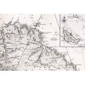 Reproduction of old nautical chart of Belle Île-en-Mer in 1761
