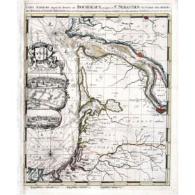 Carte marine ancienne de Bordeaux à Saint Sebastien en 1693