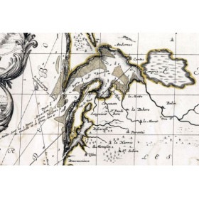 Reproduction of old nautical chart from Bordeaux to Saint-Sebastien in 1693
