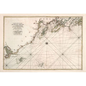 Reproduction carte marine ancienne de l'Aunis et la Rochelle en 1693