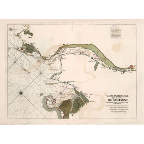 Reproduction of old nautical chart of the mouth of the Loire in 1693