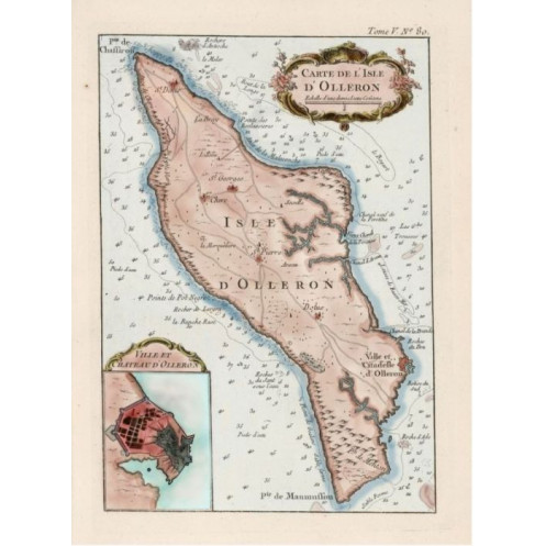 Reproduction carte marine ancienne de l'île d'Oléron en 1764