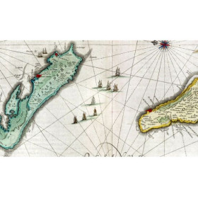 Reproduction of old nautical chart of the islands of Ré and Oléron