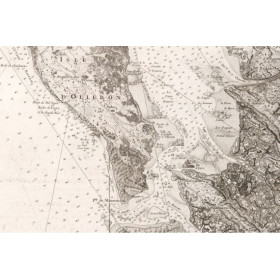 Reproduction of old nautical chart of the Antique marine map of the islands of Ré and Oléron in 1765