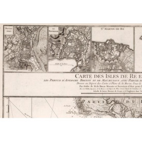 Reproduction of old nautical chart of the Antique marine map of the islands of Ré and Oléron in 1765