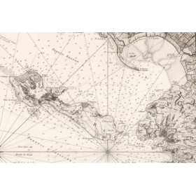 Reproduction of old nautical chart of the Antique marine map of the islands of Ré and Oléron in 1765